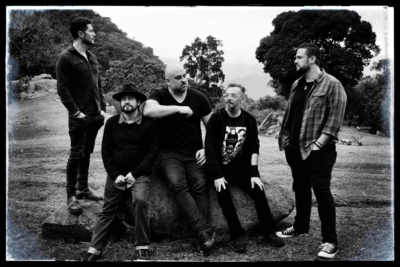 BAND SHOT ON LOCATION DURING THE FILMING OF THE VIDEO