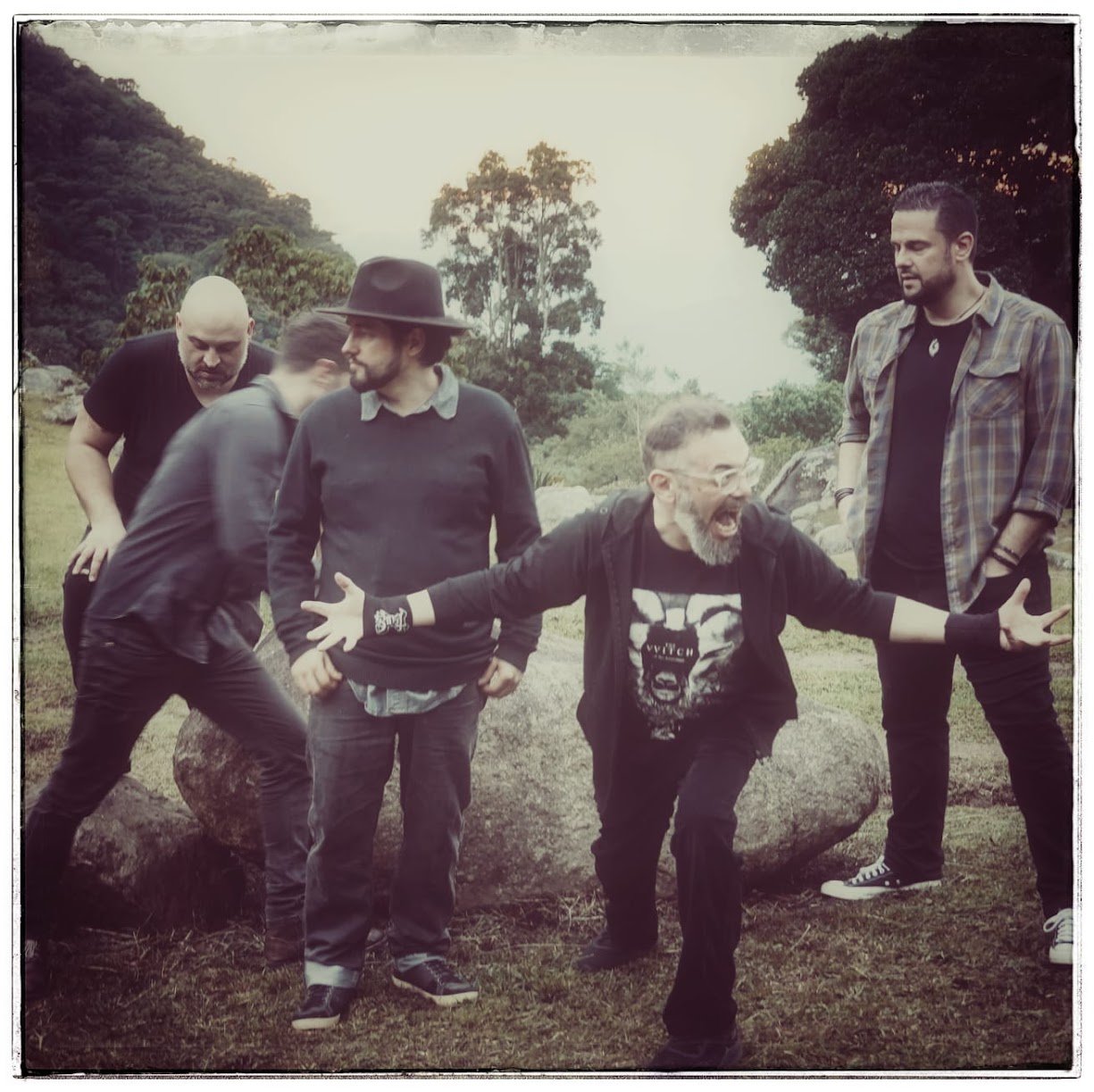 BAND SHOT ON LOCATION DURING THE FILMING OF THE VIDEO